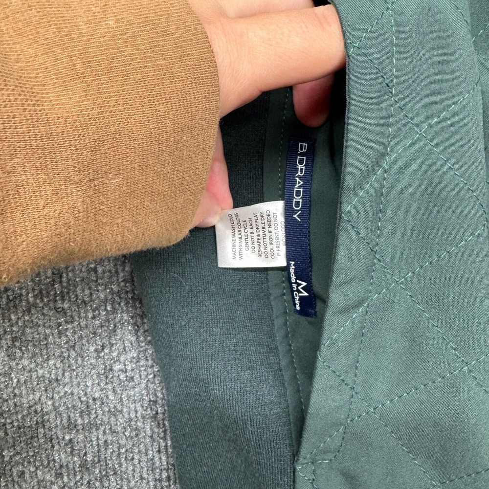 B Draddy Vest Mens M Green Gray Reversible Full Zip Golf Quilted Embroidered - Picture 4 of 10